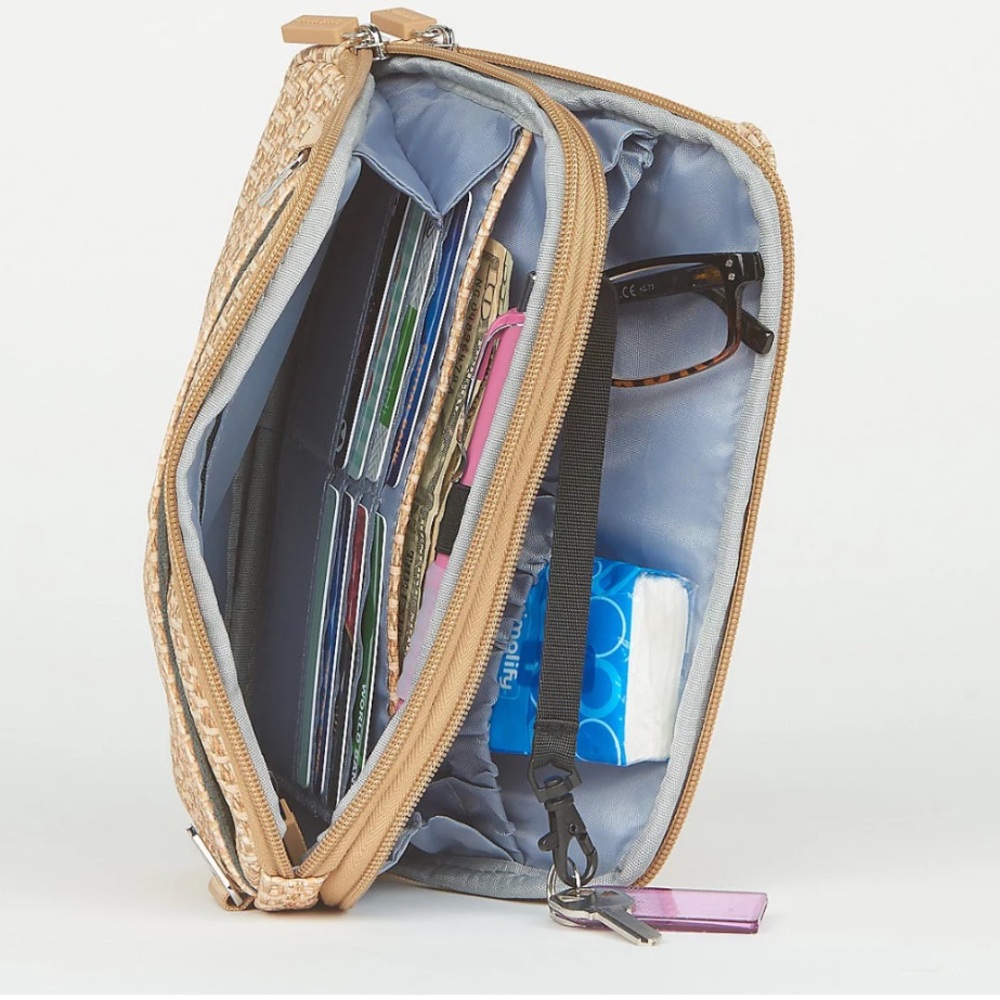 IHKWIP Natural Straw-Texture Crossbody Bag with Striped Strap - Picture 2 of 4